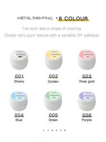 1 件 5ml 银色日式镜面金属凝胶指甲油，超闪亮，适用于法式绘画、线条、边缘和光疗半永久性清漆可浸泡指甲油 UV LED 凝胶指甲油修指甲用品 DIY 沙龙居家礼物送给女性 - 金色 - 查看 10