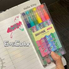 6-Color Dual Tip Highlighters Set - Vibrant Assorted Colors, Smooth Writing, Ergonomic Design - Perfect For Journaling, Office, School Supplies, And Gift Giving