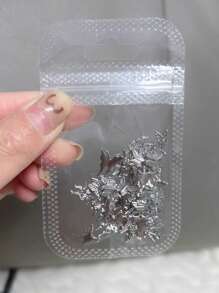 50 件美甲合金蝴蝶装饰，银色镂空混合各种图案，美甲配件美甲用品 - 銀色 - 查看 8