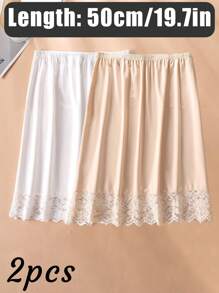 3 Pieces/2 Pieces/1 Piece, Multi Specification, Multi-Color, Solid Color, Spring And Summer Styles, Anti Transparency And Anti Light Medium Long Skirt, Inner Lining Skirt, Lace Bottom, Anti-Static Skirt, Elastic Waistband Suitable For Slightly Overweight Girls, Suitable For Daily Wear Summer, School Fall, Autumn, Halloween