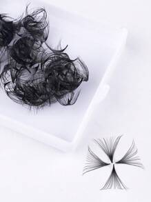 300片/盒 C/D捲度 0.05mm厚度 10D/12D/14D/16D/18D/20D/30D/40D 成品睫毛簇 DIY睫毛簇 自然輕盈 超柔軟 適合日常、派對、音樂節等場合 手工睫毛簇 單根睫毛 假睫毛 - 黑色 - 查看 3