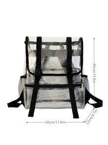 Transparent PVC Backpack, Stylish Contrast Color Backpack, Large Capacity For Men, Suitable For Laptop, Travel, Casual, Sports, Gift For Valentine's Day, Peach Tree Clear Bag Beach Bag - Multicolor - View 3