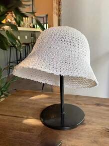 1pc New Solid Color Casual Simple Straw Hat, Lightweight Summer Sun Protection, Foldable & Versatile - Straw Hat - View 4