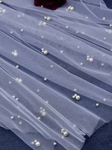 1 pièce Voile de mariée avec bordure perlée à la main, convient pour la cérémonie de mariage, les accessoires photo, l'enregistrement, y compris le peigne à cheveux