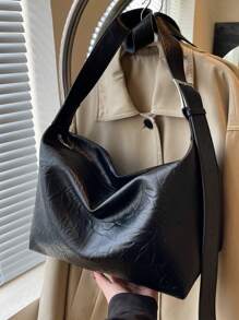 Minimalist Solid Color Fashionable Women's Crossbody Bag, New Solid Color Shoulder Bag, High-End Soft Surface Adjustable Shoulder Strap Commuting Bag, Foldable Leisure Large Capacity Storage Shopping Bag, Multi-Functional Lightweight Storage Bag For Travel, Suitable For Gifting Friends For Shopping, Dating, Business Trips, And Business Purposes