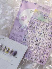 Sanrio Tomoni & Sanrio Collaboration Cute Melody, Kuromi, Hello Kitty 5D Embossed Nail Stickers, Self-Adhesive Nail Art Decorations