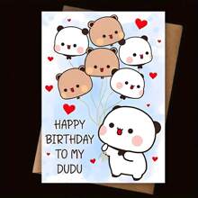 1 pieza Tarjeta de felicitación de cumpleaños adorable con sobre, de 4.7 pulgadas * 6.63 pulgadas - Diseño de animales de dibujos animados lindos, perfecta para hijo, hija, amigo, pareja, miembro de la familia - "Feliz cumpleaños a mi Dudu", tarjeta de cumpleaños