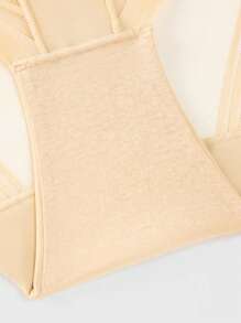 High Waisted Slimming Shaping Pants For Women, Mesh Fabric Tummy Control, Postpartum Body Shaper, Solid Color Sexy - Apricot - View 9