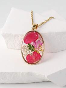 Vintage Dried Flower Sweater Chain, Resin Jewelry, Eternal Flower Light Luxury Pendant, Real Flower Dried Flower Necklace