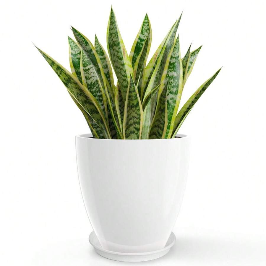 12" Round Planter Flower Pot Indoor Outdoor Plant Pot W/ Drainage Holes & Saucer