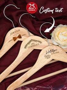 1pc Personalized Wedding Hanger For Bride And Groom, Wooden Bride Hanger, Custom Mr And Mrs Hangers With Bow For Tuxedo, Bridal Party Shower, Wedding Gift,White, Black, Black, Gold, Purple, Green, Blue, Pink, Royal Blue Bow - Bow 2 - View 12