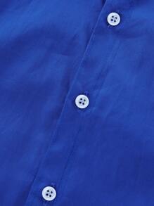 青少年男孩衬衫 长袖衬衫 婚礼制服 派对衬衫 带口袋 皇家蓝色 尺码 6-16Y - 寶藍色 - 查看 7