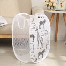 1pc Foldable Laundry Basket, Mesh Pop-Up Laundry Hamper With Handles, Tear-Resistant, Lightweight & Breathable, Odorless, Compact Folding, Large Capacity Portable Travel Laundry Bag, Suitable For Home Storage
