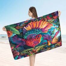 1 Piece Extra Large Beach Towel - Quick Drying, Soft, Lightweight, Sand-Free, Microfiber Material, Cute Bird Design, Ideal Gift For Women And Adults, Suitable For Pool, Travel And Swimming Summer, Holiday