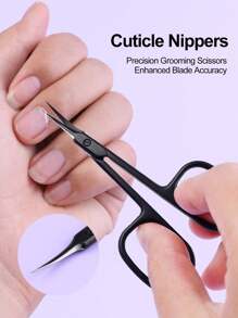 2nd Generation Russian-Style Cuticle Scissors, Ultra-Thin Hooked Curved Tip Hawkbill Cuticle Nipper - Black - View 1