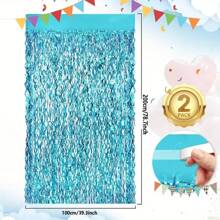 2 Blue Curved Knife Shaped Party Backgrounds, 78.74x39.37 Inches - Made Of Polyethylene, Suitable For Birthday And Ocean Themed Celebrations, Holiday Wall Decorations, Ocean Themed Decorations | Wave Wall Designs | Decorative Fabrics, Beach Themed Decorations