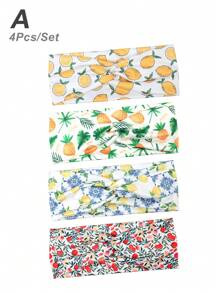 1 Stück/4 Stücke Damen Stirnband für Alltag & Outdoor Sport, Obst Motiv: Zitrone, Wassermelone, Kirsche, bunte Haarzubehör