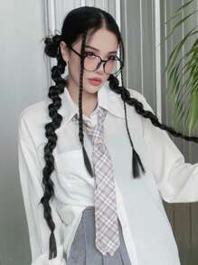 1 件格子休闲街头优雅涤纶细领带围巾头带腰带 4 合 1 多功能配饰，男女通用，适合所有季节