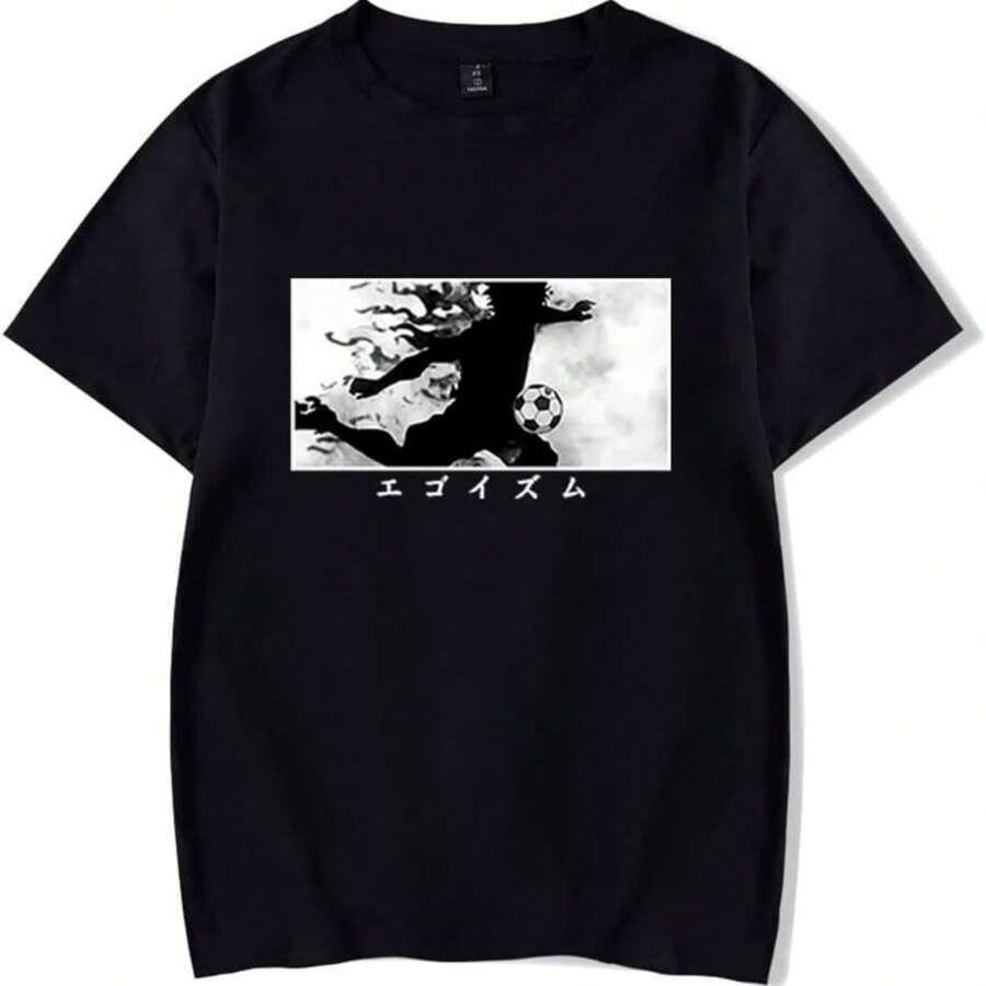 Anime Blue Lock Merch T-Shirt Casual Short Sved T Shirt Uni Tee - màu đen - Xem 1