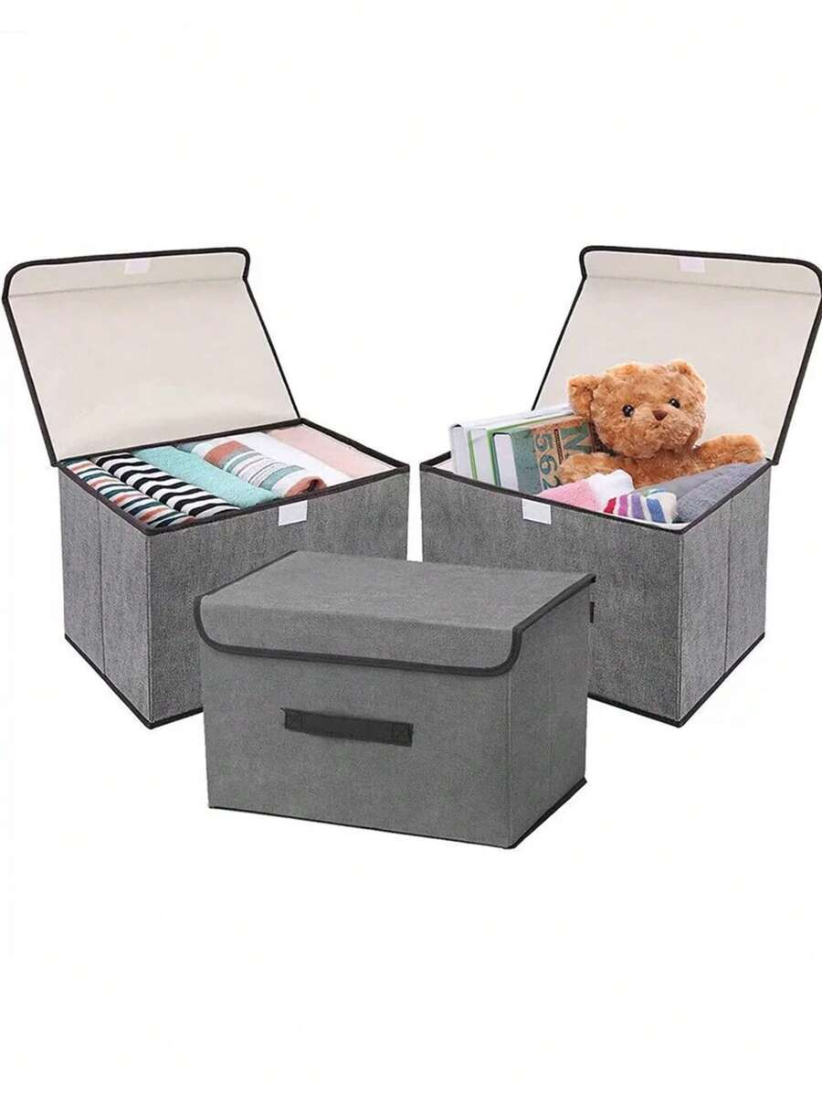 1pc Foldable Fabric Storage Box With Lid And Dustproof Cover, Suitable For Bras, Socks, Closet And Bedroom Organization & Decor, Autumn Decoration, Holiday Decoration, Room Decor, Home Decor, Bedroom Decor, For Clothing, Lingerie, Socks, Portable Dust-Proof And Moisture-Proof Organizer, A Gift For Women Or Men