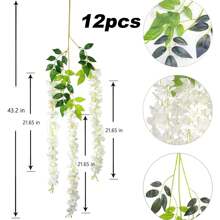 12pcs Artificial Wisteria Flowers 3.6 Feet Artificial Fake Wisteria Vine Hanging Garland Silk Flowers String Garland Artificial Wisteria Vines Rattan Silk Flower String Wedding Party Wall Decorations