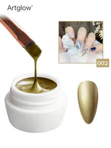 1 件 5ml 银色日式镜面金属凝胶指甲油，超闪亮，适用于法式绘画、线条、边缘和光疗半永久性清漆可浸泡指甲油 UV LED 凝胶指甲油修指甲用品 DIY 沙龙居家礼物送给女性 - 金色 - 查看 1