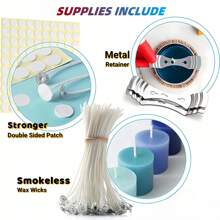 45 件 DIY 蜡烛制作套件，包括 1.3 升蜡烛浇注罐/大豆蜡/灯芯贴纸/灯芯/灯芯支架/勺子礼物生日毕业典礼、婚礼