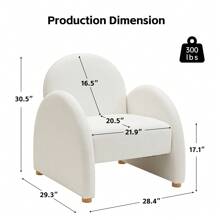 Modern Accent Chairs Set Of 2, Upholstered Boucle Arm Single Sofa, Comfy Armchair, Fluffy Reading Chair For Living Room, Bedroom, Home Office - Beige - View 2