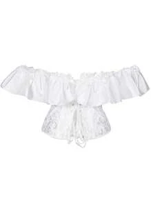 Alivila.Y Fashion Womens Vintage Off Shoulder Corset Bustier Lace Up Boned Overbust Corset Renaissance Corset Tops For Women - trắng - Xem 3