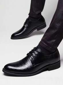 Men's Formal Leather Shoes, Four Season Leather Shoes, Business Shoes, English Formal Wear, Retro Leather Uppers, Men's Shoes, Soft Soled, Height Increasing Shoes, Youth Fashion, Casual Shoes - Black - View 2