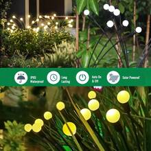 Luces solares de luciérnagas para exteriores, iluminación solar LED para decoración de jardín, paisaje, césped y decorativa