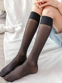 1/2/4 Pairs Ultra Thin Women Pantyhose, Solid Color Knee-High Socks, Sheer Leg Stockings