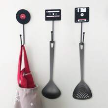 Vintage Style Storage Hooks, Computer/Disk/Tape Shaped Non-Nail Hanging Hooks For Suspending Headphones, Backpacks, Stationery, Mugs. Sturdy Enough For Office Cubicles/Study/Gaming Rooms