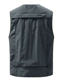 Áo khoác không tay chụp ảnh ngoài trời mùa xuân/hè nhẹ cho nam có nhiều túi, nhanh khô, thích hợp cho các hoạt động ngoài trời như đi bộ đường dài, câu cá, thể thao thường ngày - Xám - Xem 2