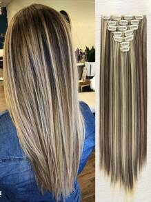 Clip In Hair Extensions Pinao Color 7 PCS/Set 18~32 Inch Long Straight Hair Extension For Women Full Head Synthetic Hair Extensions Hairpieces - Multicolor - View 27