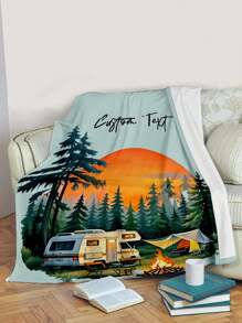 1pc Custom Flannel Photo Blanket For Bed,Multipurpose Living Room Sofa Outdoor Beach Camping Pet,Personalized Family/Pet/Couple Name Printed Bedding Blanket, Personalized Christmas Gifts, Mother's Day/Father's Day Gift, Family Gift, Birthday Gifts, Gift For Friend, Gift For Her, Gift For Mom/Dad - Style 1 - View 5