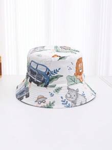 1pc Kids Cute Cartoon Lion Print Adjustable Sun Ion Casual Bucket Hat, Spring/Summer - Lion - View 6