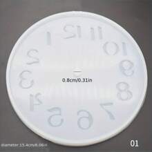 1pc Lager And Small Size Clock Resin Mold Roman Numerals Arabic Numerals Hanging Clock Silicone Mold For Epoxy Resin DIY Clock Tray Making Home Decor - White - View 1