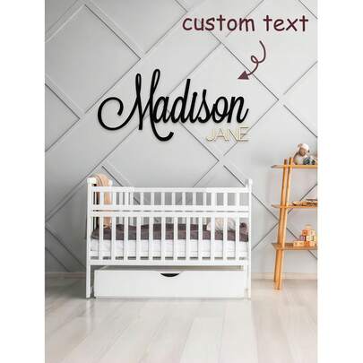 1 pieza de letrero de madera personalizado, ancho de 10-120 cm (4-48 pulgadas), color de fuente opcional, 3D estereoscópico, simple, elegante, lindo, estilo bohemio, decoración de habitación, letras de madera personalizadas, letreros de madera personalizados, decoración de letras de boda, decoración de pared de letras personalizadas