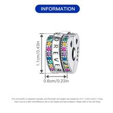 1 Pc S925 Sterling Silver Simple Forever Color Zirconium Fixed Clip, Cute Commuter Casual Match, Suitable For DIY Bracelet Jewelry Making, Suitable For Women, Jewelry Gifts Souvenir Gifts - Multicolor - View 5