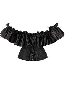Alivila.Y Fashion Womens Vintage Off Shoulder Corset Bustier Lace Up Boned Overbust Corset Renaissance Corset Tops For Women - màu đen - Xem 3