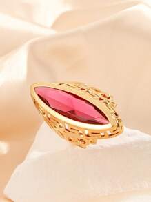 1pc Fashionable & Elegant Women Ruby Ring, Suitable For Gifts, Daily Wear - Yellow Gold - View 3