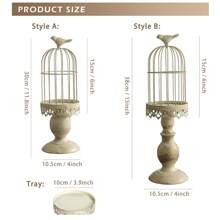 Metal Birdcage Candle Holder Decorative Bird Cages For Weddings Vintage Candlestick Holders Wedding Candle Centerpieces For Tables Iron Candleholder Set Home Decor - Light Grey - View 2