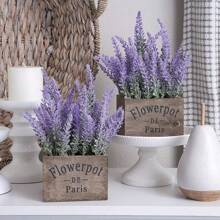 3 Bunches Artificial Lavender Flowers, Plastic Plants For Home Decor, Wedding, Kitchen, Garden, Porch, Window Box, Office, Tabletop Centerpiece, Purple Gifts Birthday Graduation