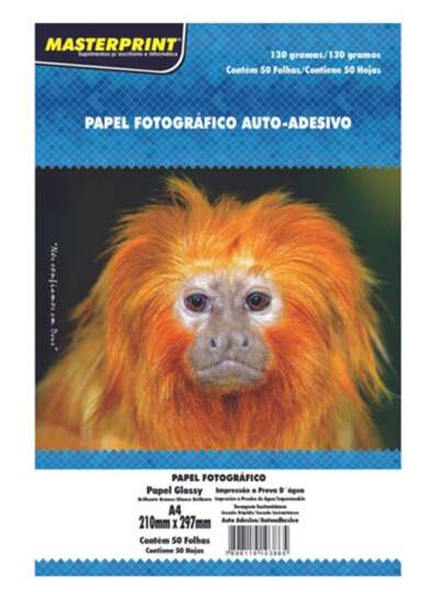 Papel Fotográfico Adesivo A4 Glossy 130g 50folhas Masterprin