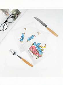20pcs/40pcs/60pcs 2-Ply Thicker Colored Letter & Moon Pattern Napkins, 33cm X 33cm Unfolded Size, Suitable For Disposable Party Lunch, Parties, Cocktail Napkins, Decorative Paper, Birthday, Wedding Anniversary, Graduation Party Decor