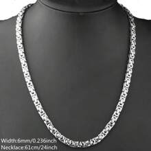 Men's Necklace Hip Hop Stainless Steel Necklace Chain Byzantine Cuban Chain Necklace For Gift - Width:6mm - View 9