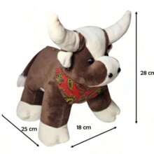 Peluche Toro Torito pequeño, establo, rancho, Chapingo, animal, para niño, niña - Café integral - Ver 4
