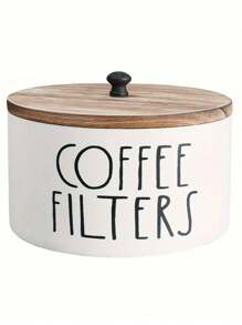 Contenitore di legno vintage ispirato allo stile rustico fattoria per filtri da caffè con coperchio - contenitore per uso multifunzionale per decorazione di cucina e ufficio, ideale per il ritorno a scuola