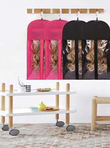 3pcs Wig Storage Bag With Hanger, Satin Wig Bag For Multiple Wigs, Hair Extension Storage Organizer With Zipper, Wig Travel Case, Closet Wig Holder, Portable Wig Box, Wig Organizer For Hair Extensions, Wig Rack For Closet, Hanger Hook For Hair Pieces